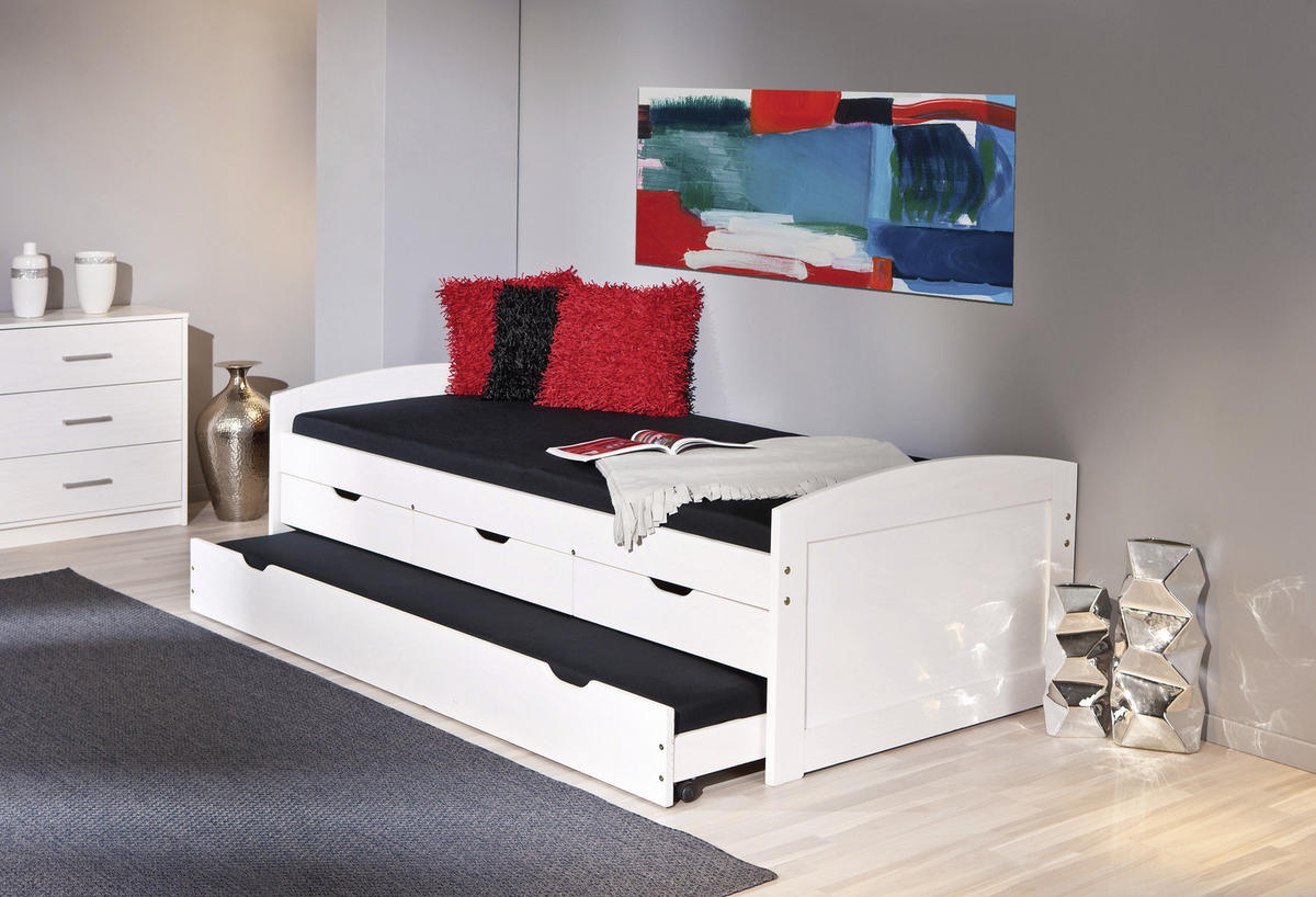 KREVET    205/63/98 cm  bela  - bela, Moderno, drvo (205/63/98cm) - Carryhome