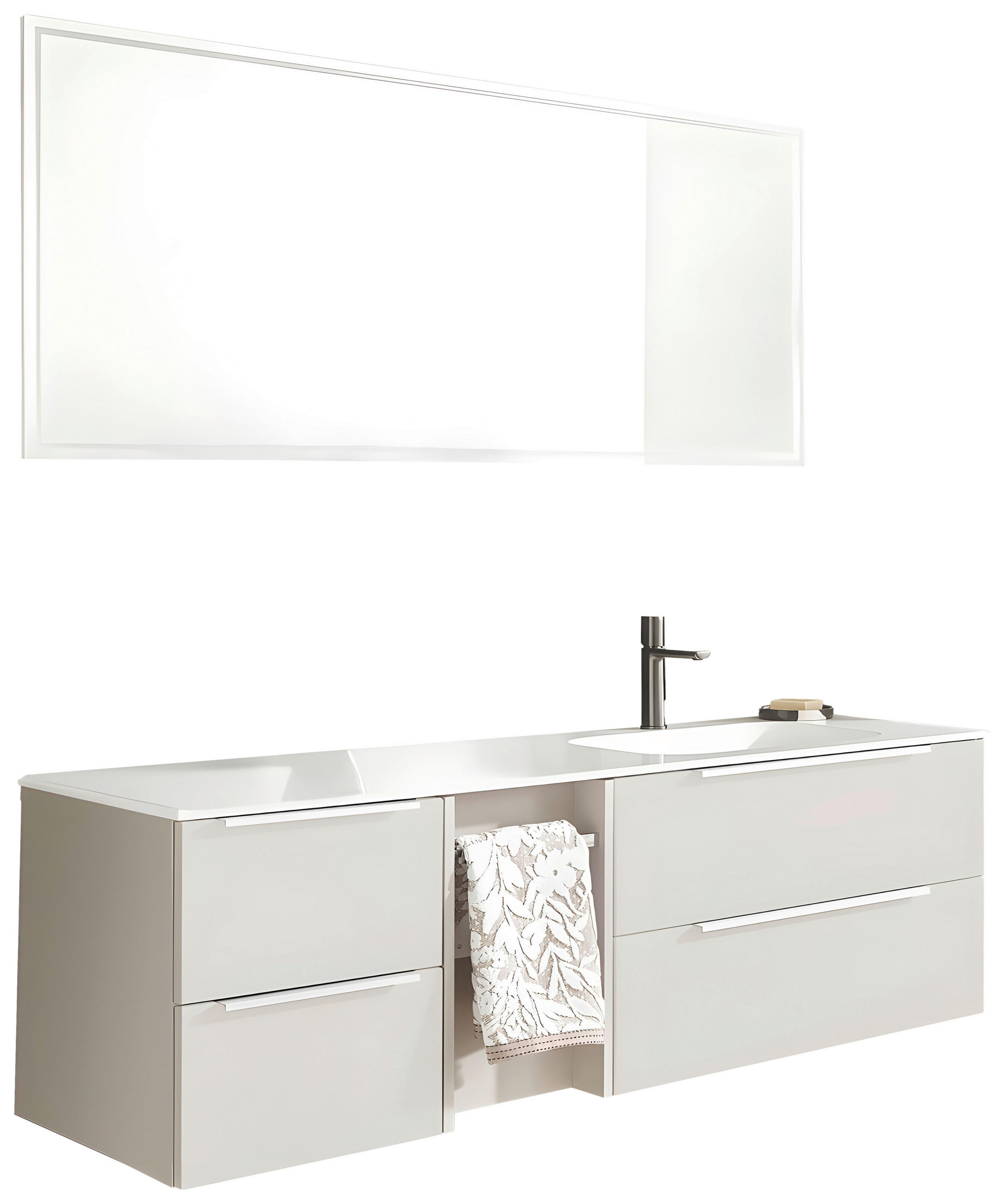 BADEZIMMER  in 150,8 cm  - Kaschmir/Alufarben, Natur, Holzwerkstoff/Stein (150,8cm) - Novel