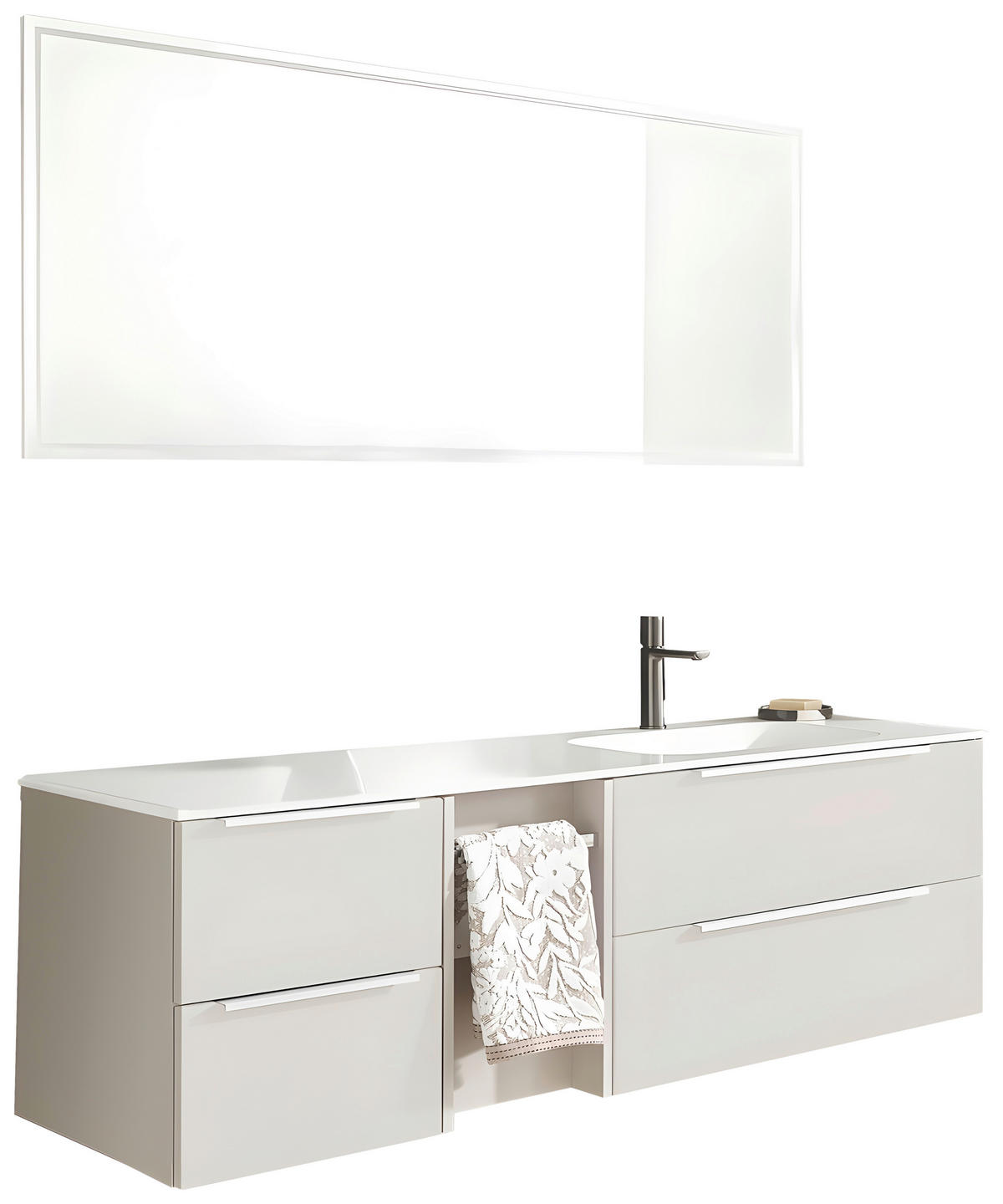 BADEZIMMER  in 150,8 cm  - Kaschmir/Alufarben, Natur, Holzwerkstoff/Stein (150,8cm) - Novel