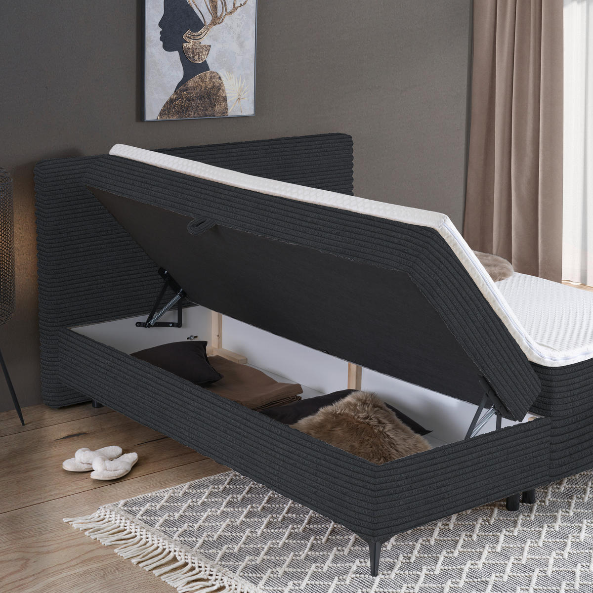 BOXBETT 140/200 cm  in Schwarz  - Schwarz, Design, Holz/Holzwerkstoff (140/200cm) - Xora