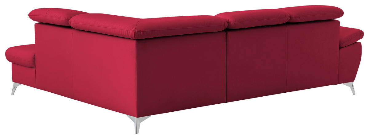 ECKSOFA Rot Lederlook  - Chromfarben/Rot, KONVENTIONELL, Textil/Metall (256/209cm) - Livetastic