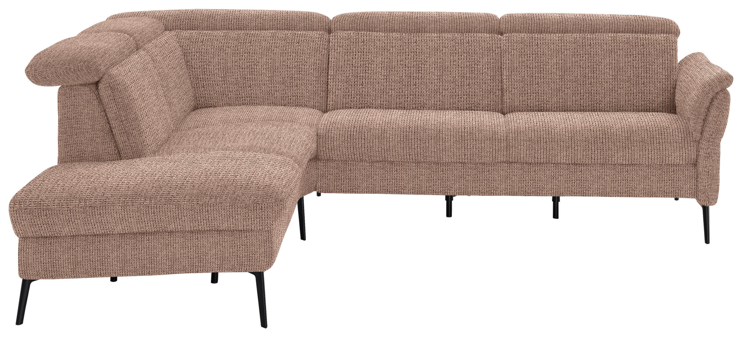 ECKSOFA in Struktur Kupferfarben  - Schwarz/Kupferfarben, Modern, Textil/Metall (235/275cm) - Cantus
