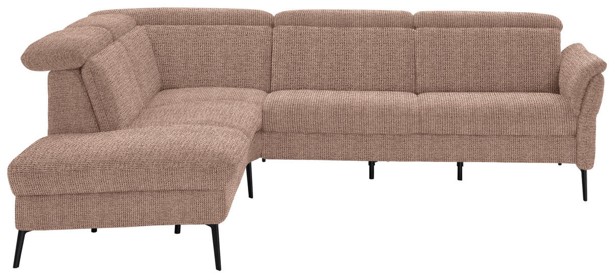 ECKSOFA in Struktur Kupferfarben  - Schwarz/Kupferfarben, Modern, Textil/Metall (235/275cm) - Cantus