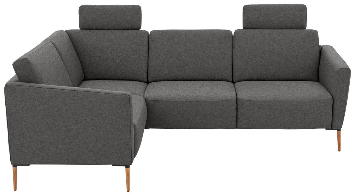 ECKSOFA  in Flachgewebe Anthrazit Rücken echt  189/236 cm  - Eichefarben/Anthrazit, Design, Holz/Textil (189/236cm) - Valnatura