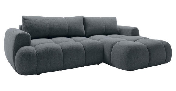 ECKSOFA Graphitfarben Struktur  inkl. Rückenkissen, Bettkasten, Schlaffunktion, Rücken echt, Liegefläche im Originalstoff  - Schwarz/Graphitfarben, KONVENTIONELL, Kunststoff/Textil (272/172cm) - Carryhome