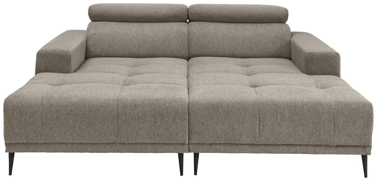 ECKSOFA in Chenille Beige  200/188 cm  - Beige/Schwarz, KONVENTIONELL, Textil/Metall (200/188cm) - Livetastic