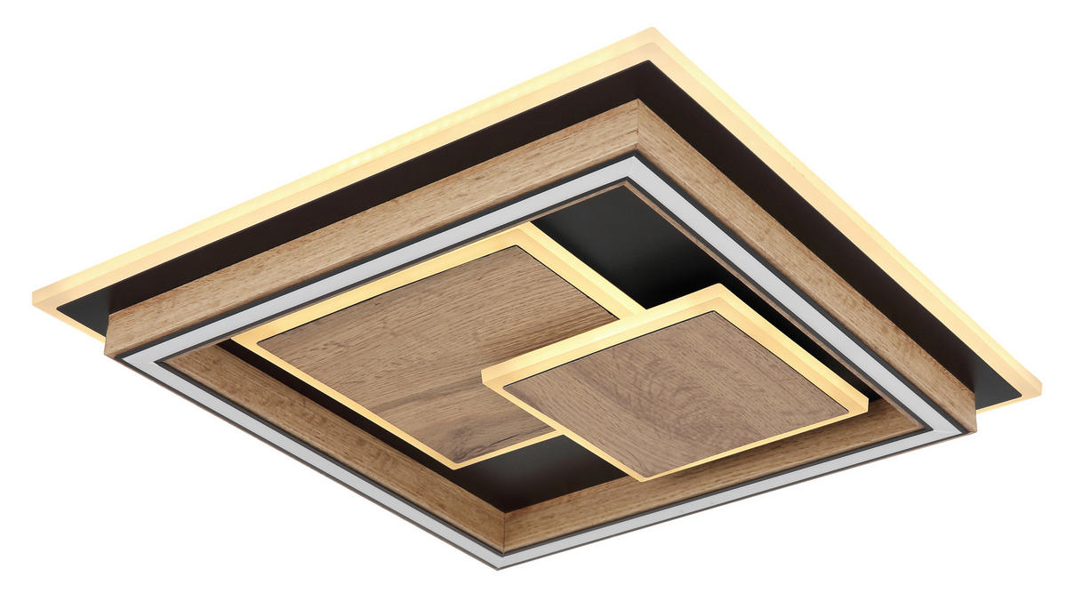 LED-DECKENLEUCHTE 32 W    41/41/7,6 cm  - Dunkelbraun/Opal, Design, Holzwerkstoff/Kunststoff (41/41/7,6cm) - Globo
