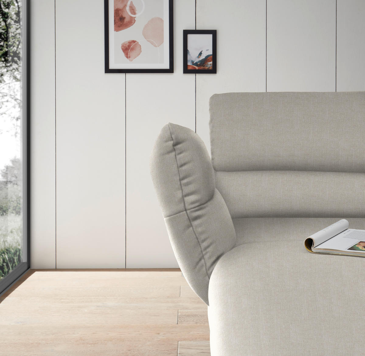 ECKSOFA  in Flachgewebe Naturfarben  176-217/279-327 cm  - Schwarz/Naturfarben, Design, Textil/Metall (176-217/279-327cm) - Dieter Knoll