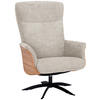 RELAXSESSEL Teddystoff Relaxfunktion    - Beige/Schwarz, Design, Holz/Textil (71/104/77cm) - Welnova