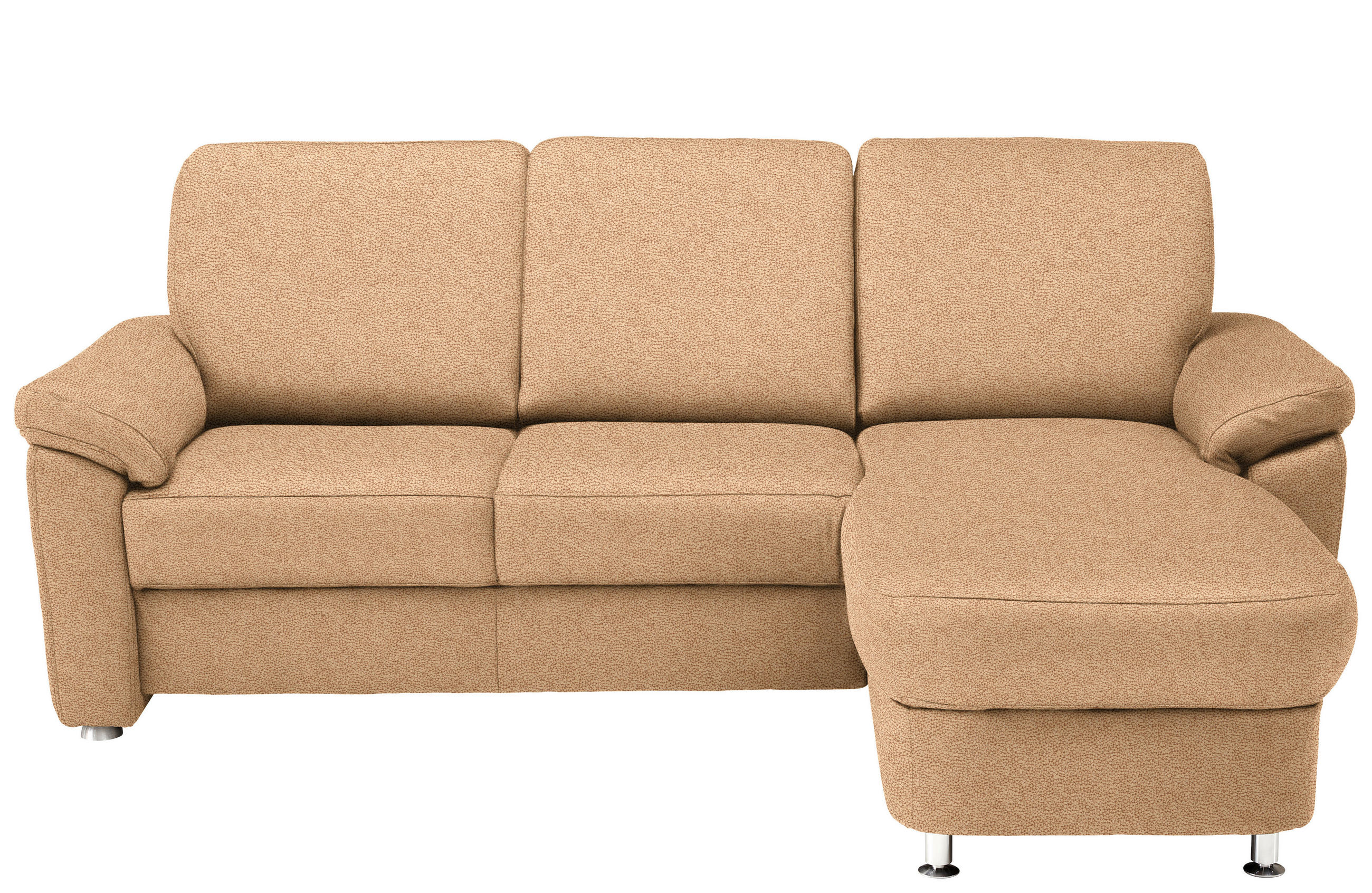 ECKSOFA in Flachgewebe Hellbraun  - Chromfarben/Hellbraun, Konventionell, Textil/Metall (250/163cm) - Beldomo System