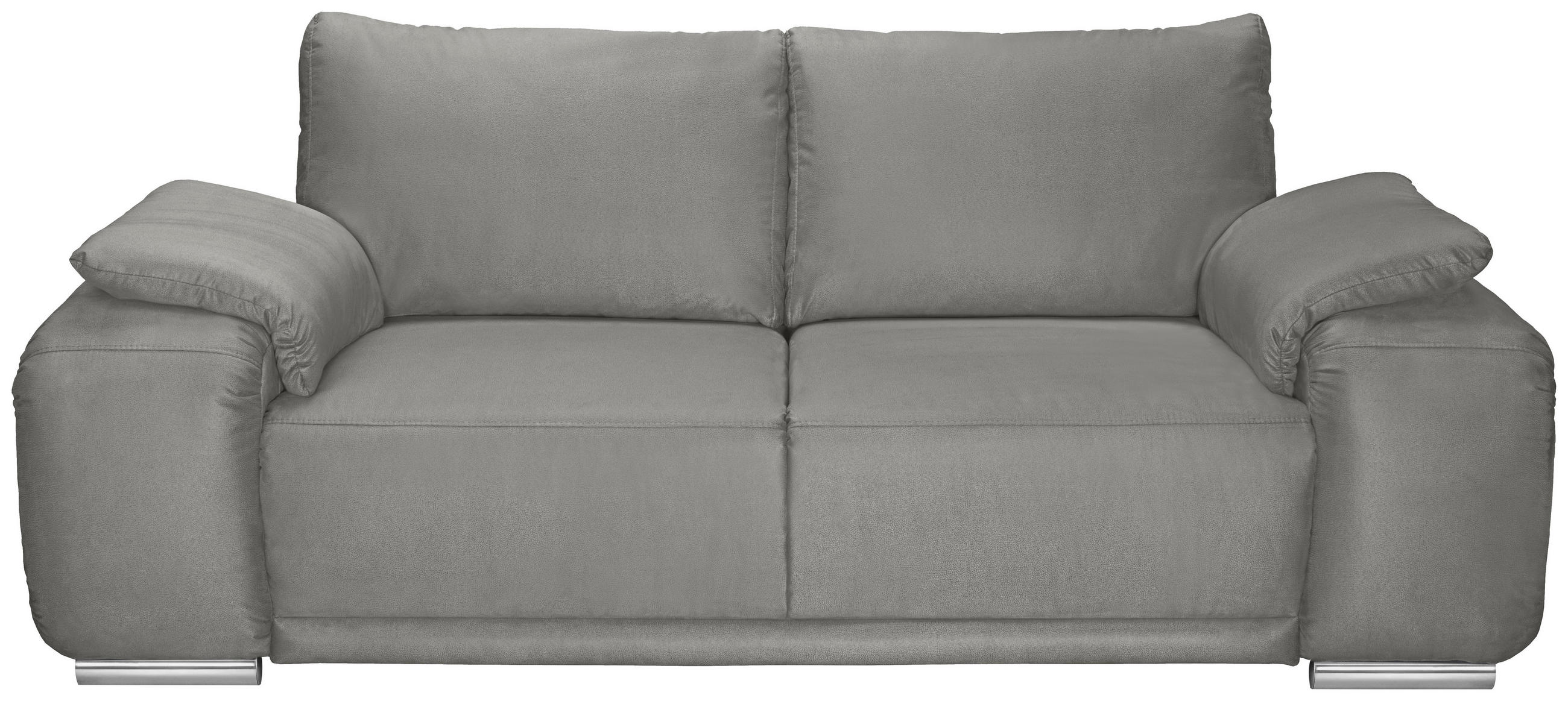 2-SITZER-SOFA Lederlook Hellgrau  - Chromfarben/Hellgrau, KONVENTIONELL, Textil/Metall (212/85/95cm) - Carryhome