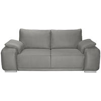 2-SITZER-SOFA Lederlook Hellgrau  - Chromfarben/Hellgrau, KONVENTIONELL, Textil/Metall (212/85/95cm) - Carryhome