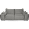 2-SITZER-SOFA Lederlook Hellgrau  - Chromfarben/Hellgrau, KONVENTIONELL, Textil/Metall (212/85/95cm) - Carryhome