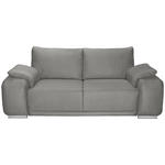 2-SITZER-SOFA Lederlook Hellgrau  - Chromfarben/Hellgrau, KONVENTIONELL, Textil/Metall (212/85/95cm) - Carryhome