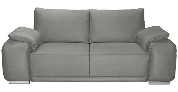 2-SITZER-SOFA Lederlook Hellgrau - Chromfarben/Hellgrau, KONVENTIONELL, Textil/Metall (212/85/95cm) - Carryhome