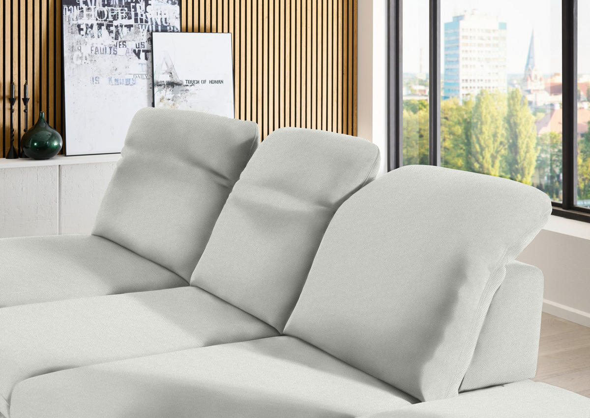 ECKSOFA Chenille Ecru  - Ecru/Schwarz, Design, Textil/Metall (198/288cm) - Beldomo Style