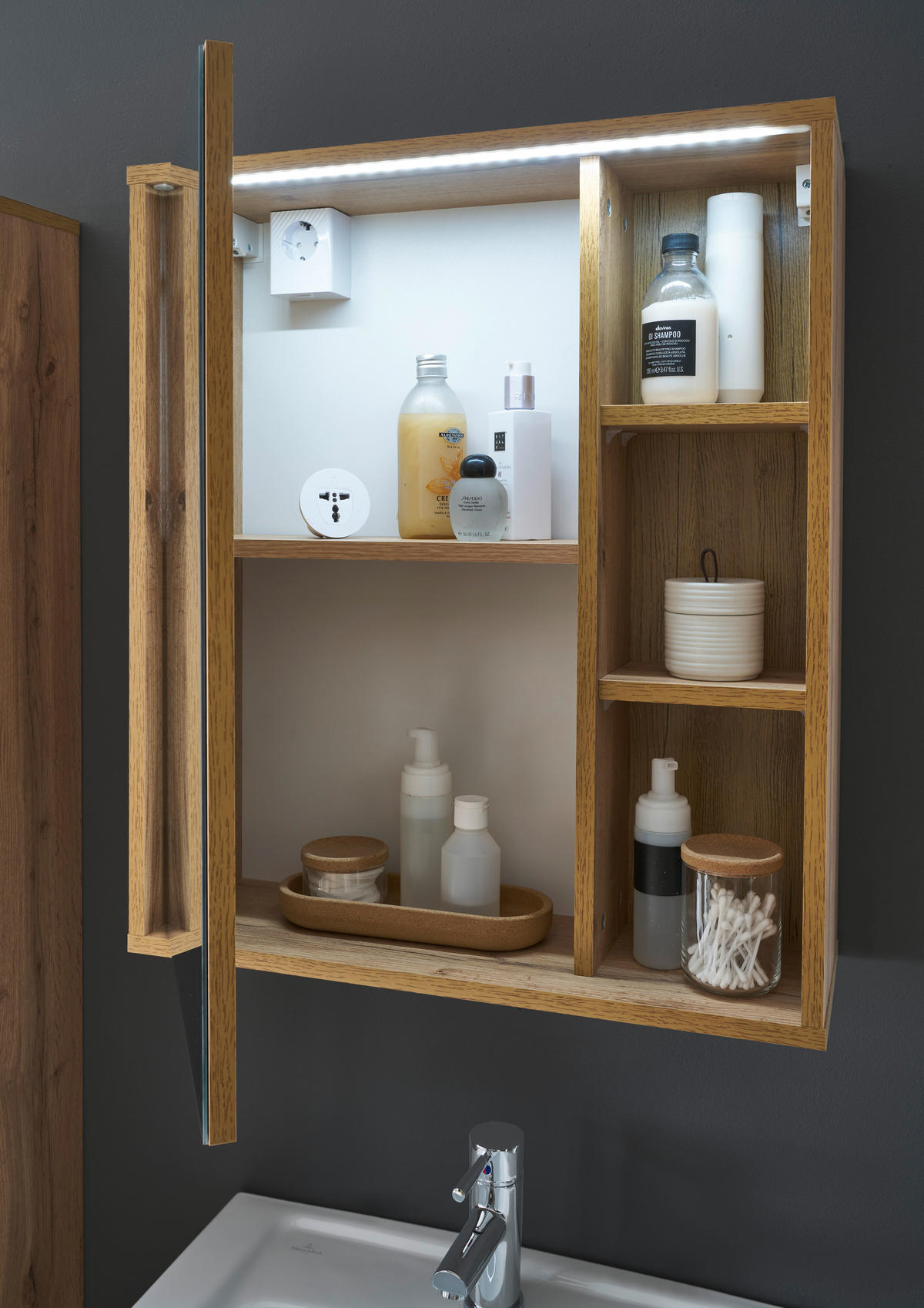 SPIEGELSCHRANK 60/70/20 cm  - Eiche Wotan, MODERN, Glas/Holzwerkstoff (60/70/20cm) - MID.YOU