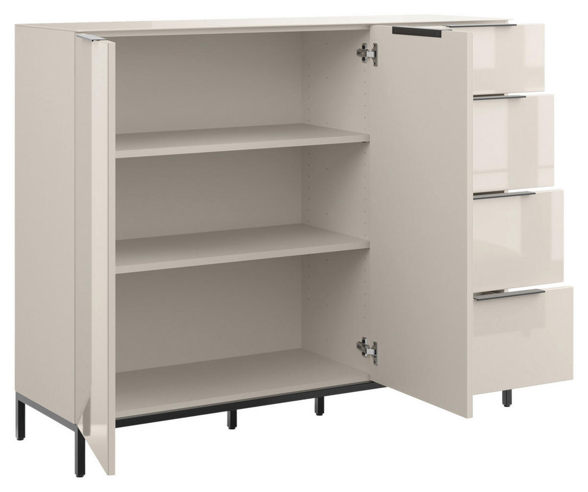 SIDEBOARD Style 135/99/40 cm 4 Schublade(n)  - Kaschmir/Schwarz, Basics, Glas/Holzwerkstoff (135/99/40cm)