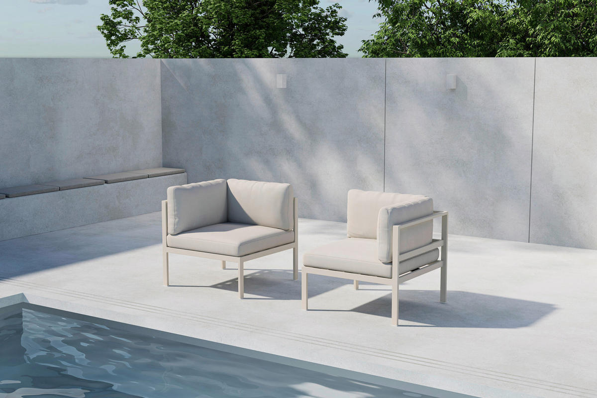 LOUNGEECKTEIL  - Beige, MODERN, Textil/Metall (74/65/74cm) - Gardenson