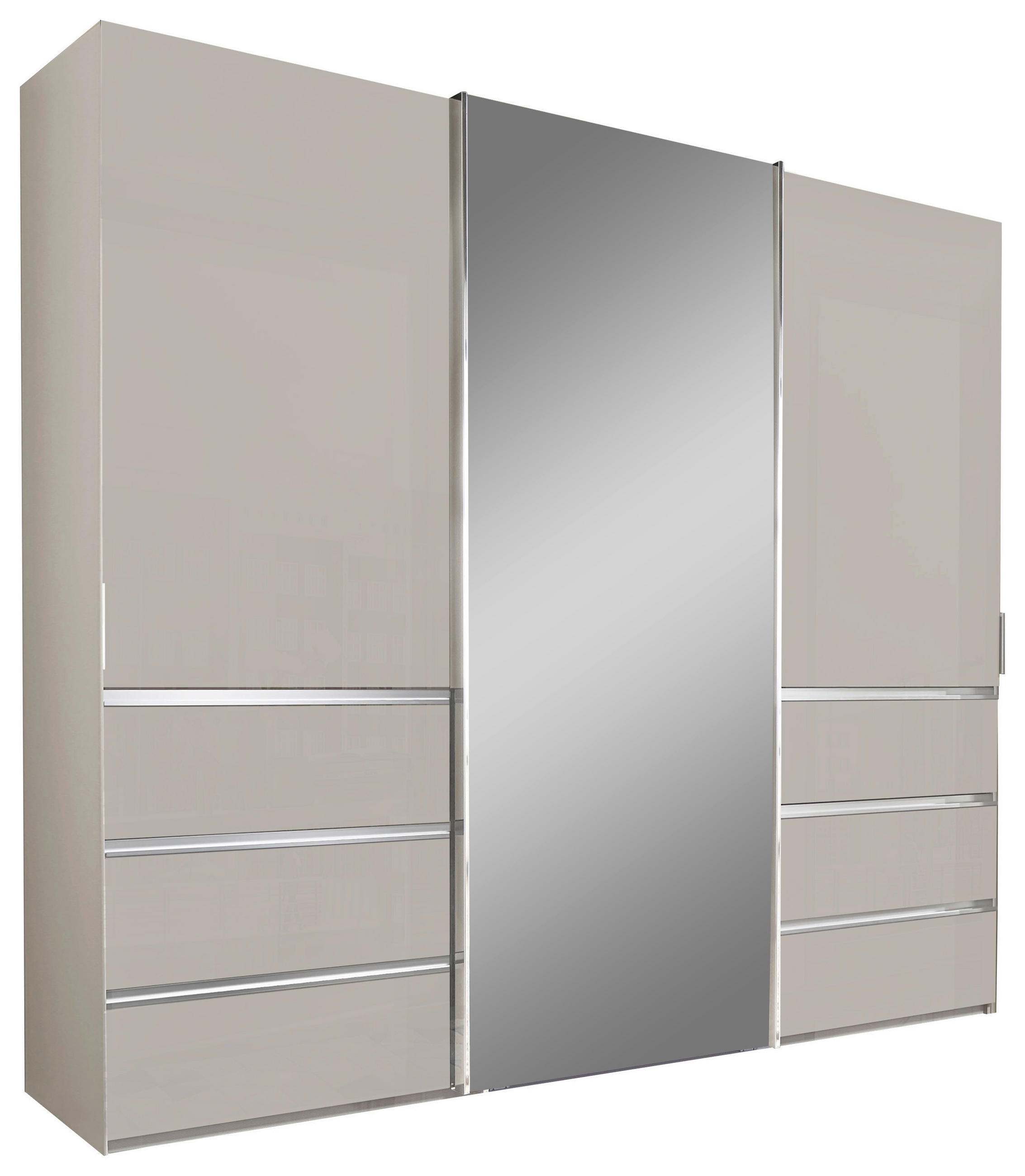 SCHWEBETÜRENSCHRANK 250/217/67 cm 3-türig Champagner  - Chromfarben/Champagner, Design, Glas/Holzwerkstoff (250/217/67cm) - Novel