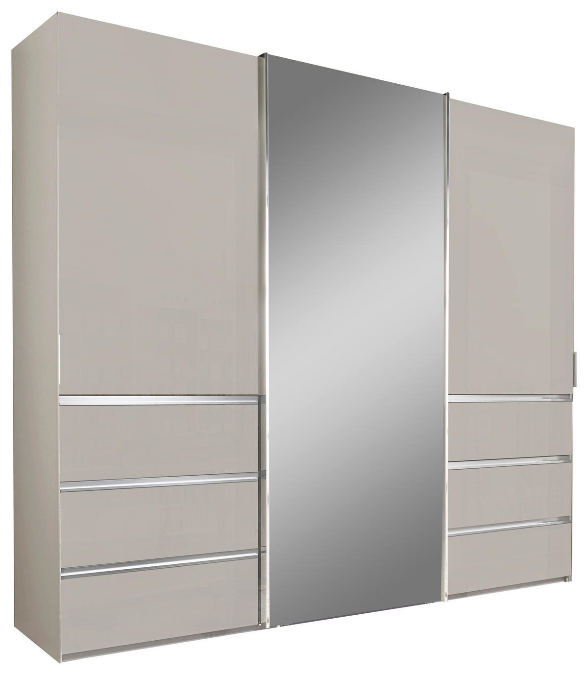 SCHWEBETÜRENSCHRANK  in Champagner  - Chromfarben/Champagner, Design, Glas/Holzwerkstoff (250/217/67cm) - Novel