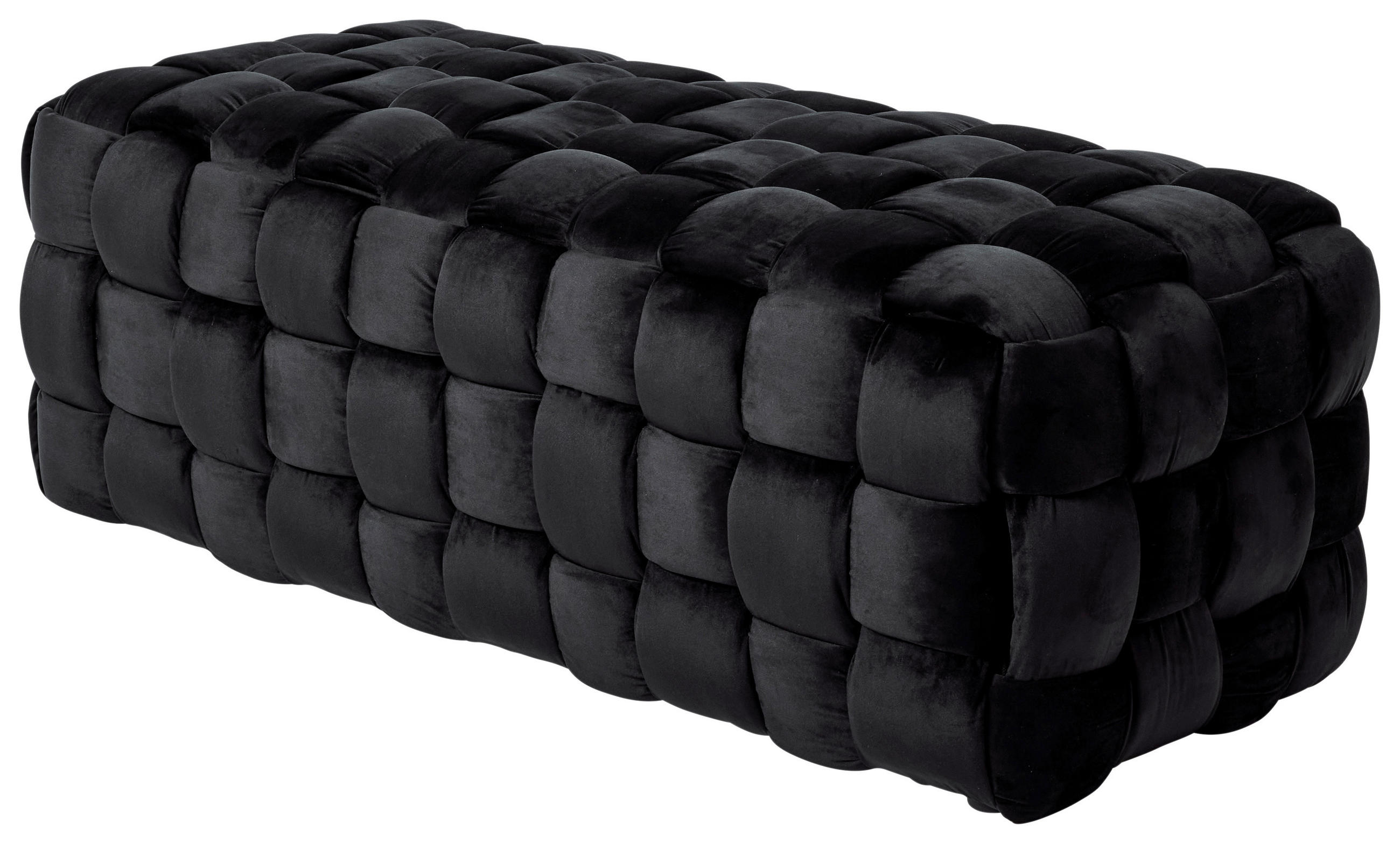 HOCKERBANK 118/43/50 cm Samt Schwarz Eukalyptusholz  - Schwarz, MODERN, Holz/Textil (118/43/50cm)