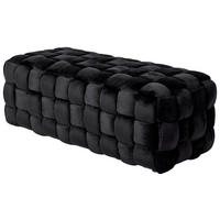 HOCKERBANK 118/43/50 cm Samt Schwarz Eukalyptusholz  - Schwarz, MODERN, Holz/Textil (118/43/50cm)