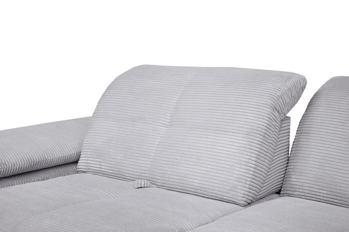 ECKSOFA in Cord Hellgrau  313/242 cm  - Hellgrau/Schwarz, Design, Textil/Metall (313/242cm) - Xora