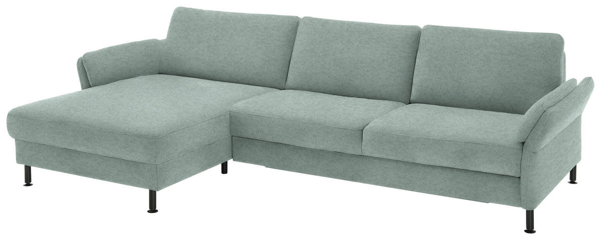 ECKSOFA  in Chenille, Flachgewebe Mintgrün  175/316 cm  - Schwarz/Mintgrün, Design, Textil/Metall (175/316cm) - Dieter Knoll