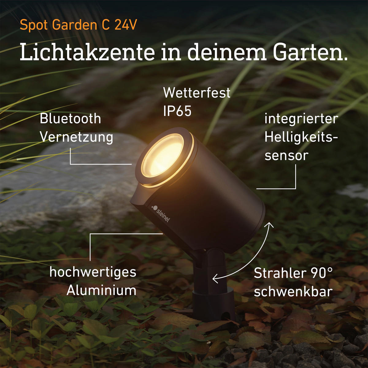 AUSSENLEUCHTE 24V Garten-Lichtsystem 11,8/36,9/6,9 cm  - Anthrazit, Trend, Metall (11,8/36,9/6,9cm) - Steinel