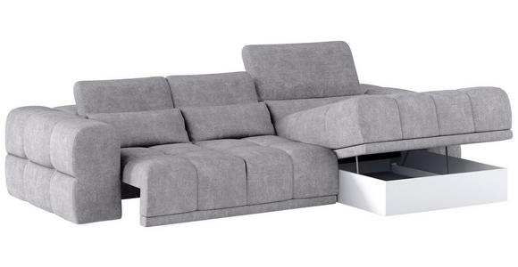 ECKSOFA Grau Chenille  - Schwarz/Grau, KONVENTIONELL, Kunststoff/Textil (290/203cm) - Carryhome