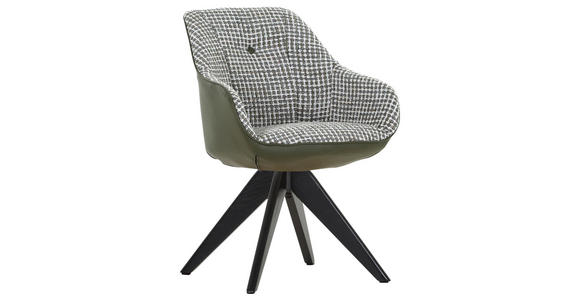 ARMLEHNSTUHL in Chenille, Lederlook - Schwarz/Olivgrün, MODERN, Holz/Textil (60/83/65cm) - Novel