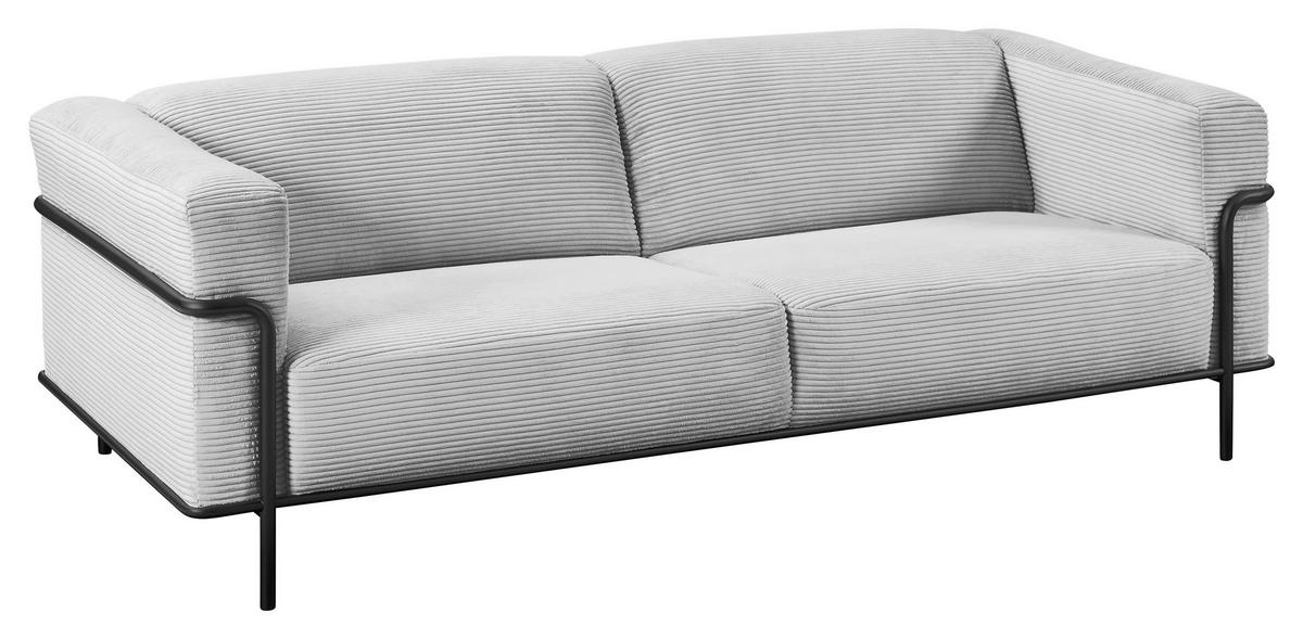 2,5-SITZER in Cord Grau  - Schwarz/Grau, Design, Textil/Metall (216/67/96cm) - Johann Jakob