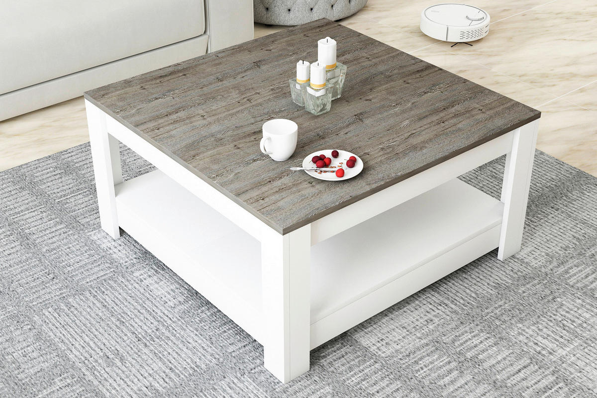 KONFERENČNÝ STOLÍK, biela, tmavý dub, kompozitné drevo, 89/89/45 cm - biela/tmavý dub, Design, kompozitné drevo (89/89/45cm) - Livetastic