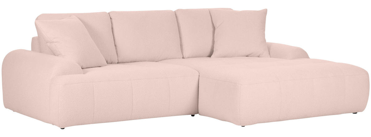 ECKSOFA in Flachgewebe Rosa  - Schwarz/Rosa, Konventionell, Kunststoff/Textil (286/195cm) - Carryhome