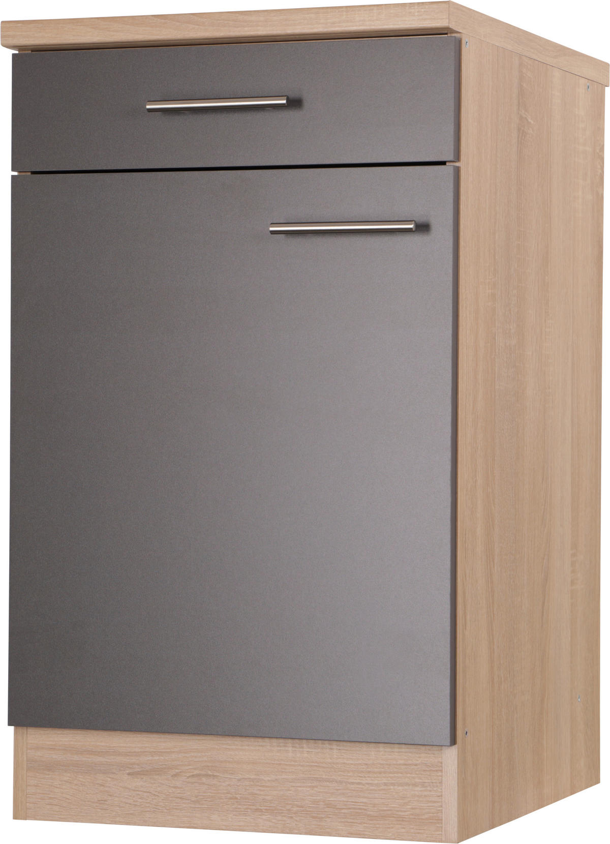 KÜCHENUNTERSCHRANK 50/84,8/60 cm  in Grau, Eichefarben  - Eichefarben/Silberfarben, Basics, Holzwerkstoff/Metall (50/84,8/60cm) - Respekta