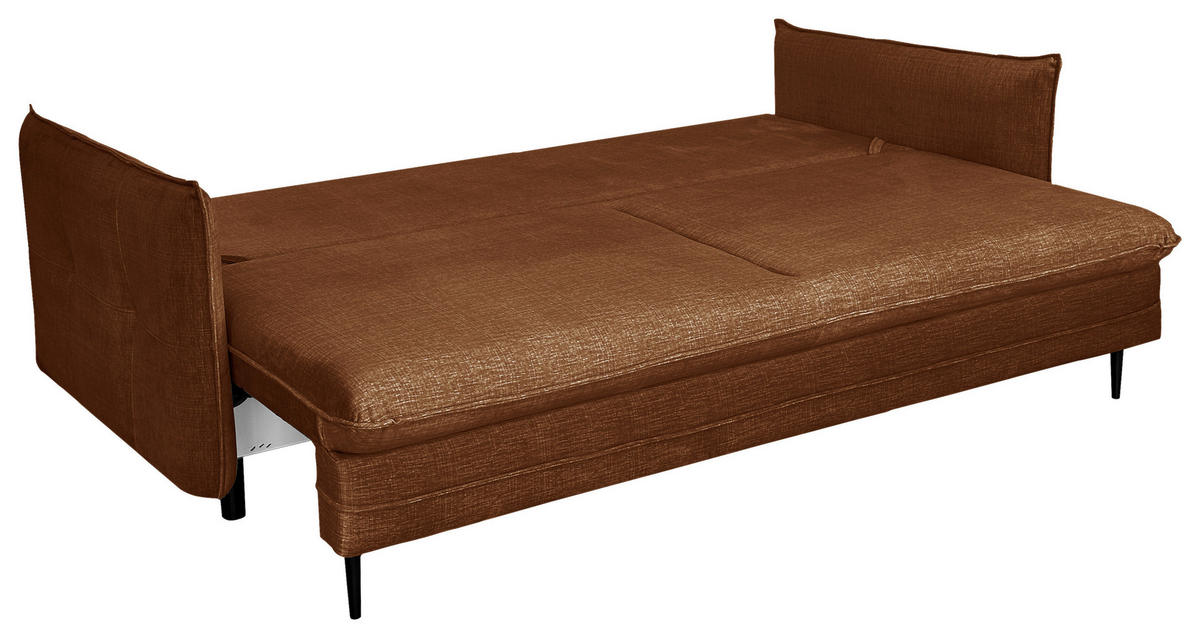 SCHLAFSOFA Flachgewebe Rostfarben  - Rostfarben/Schwarz, Design, Holz/Kunststoff (216/96/102cm) - MID.YOU