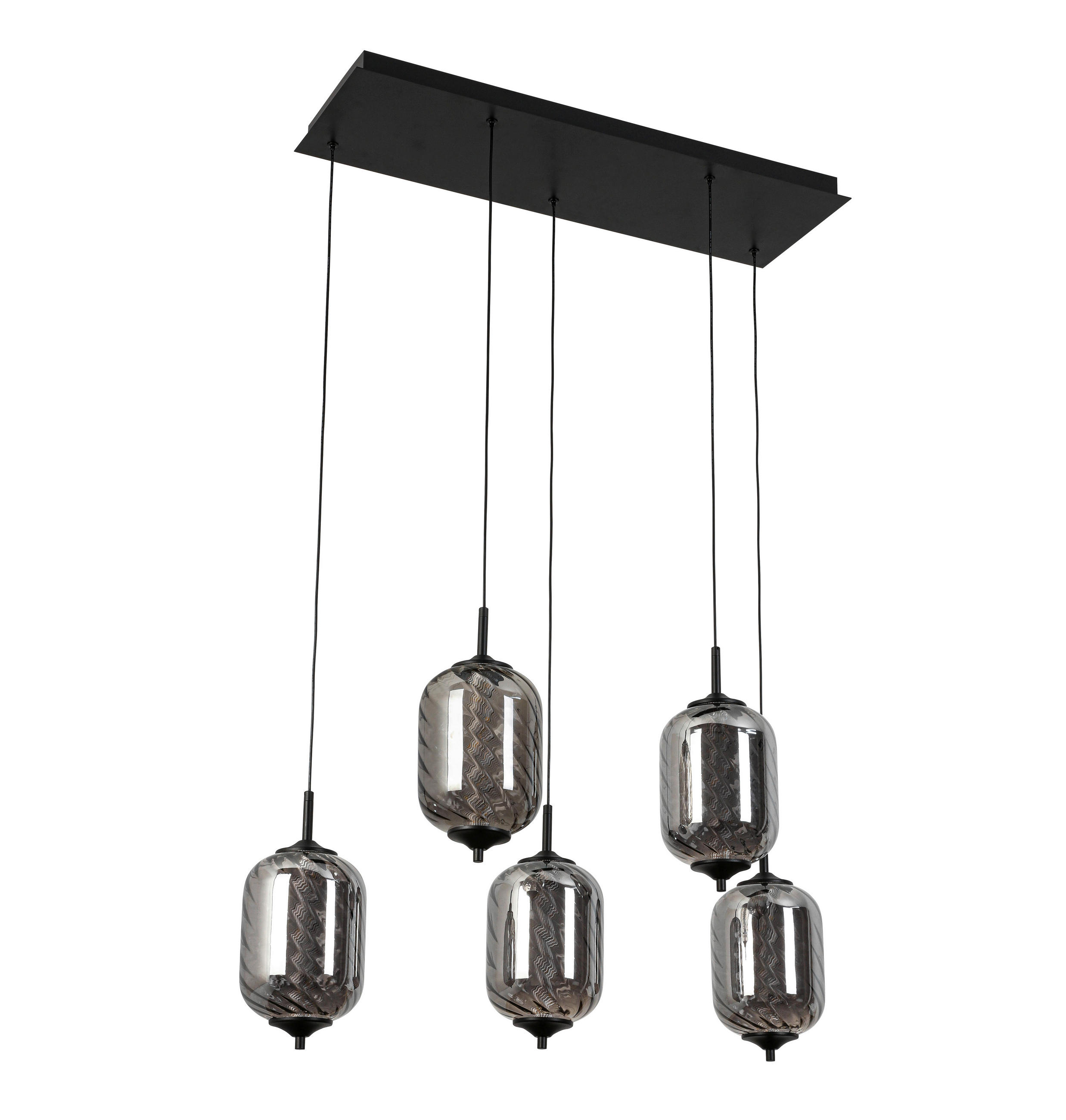 Lampă Suspendată Cu Led 73/23/120 cm  - culoare crom/negru, Design, sticlă/metal (73/23/120cm) - Novel