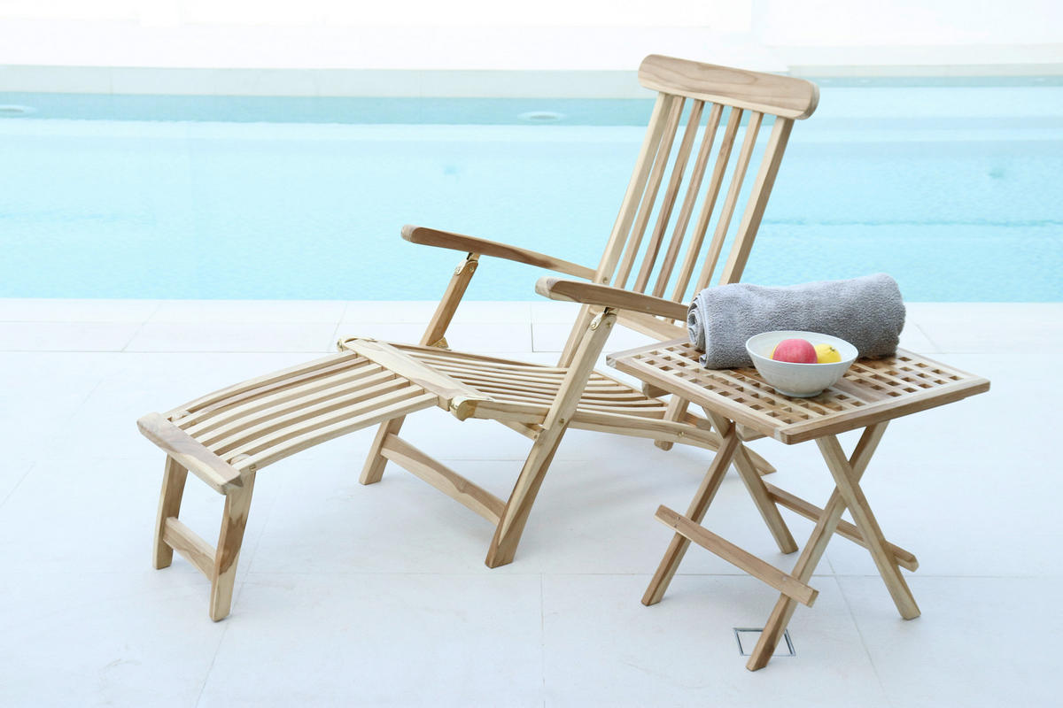 GARTENKLAPPSTUHL Teakholz Naturfarben  - Naturfarben, Design, Holz (58,5/87/149cm) - Livetastic