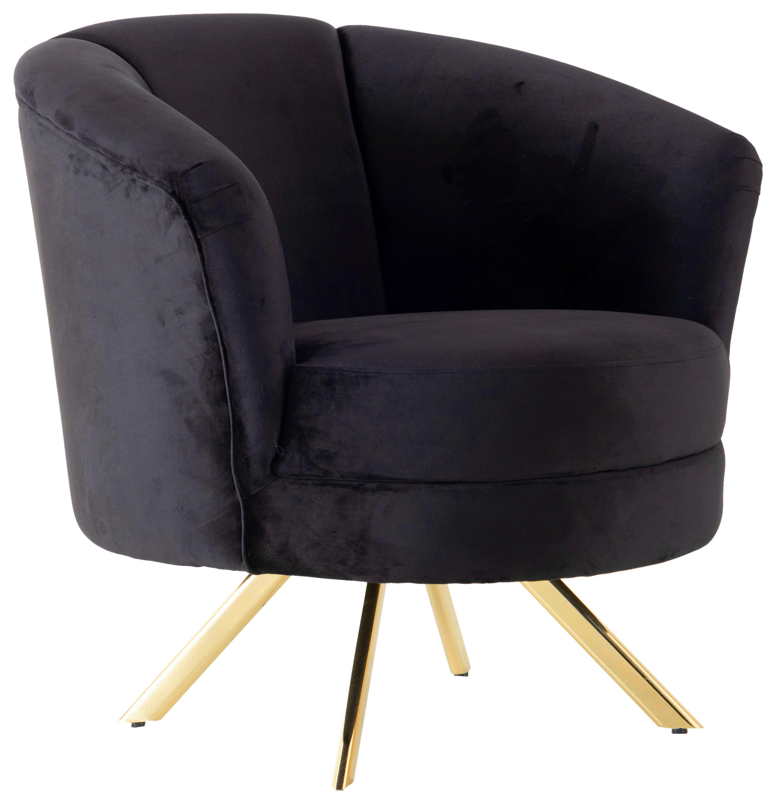 SESSEL Samt Schwarz  - Goldfarben/Schwarz, Design, Textil (83/83/88cm) - Livetastic