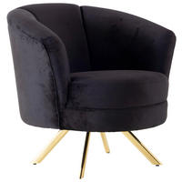 SESSEL Samt Schwarz  - Goldfarben/Schwarz, Design, Textil (83/83/88cm) - Livetastic