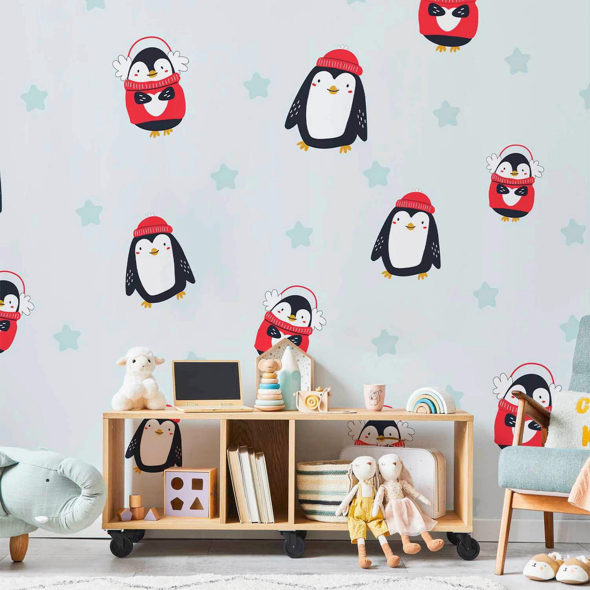 FOTOTAPET 400/280 cm  - röd/pastellblå, Lifestyle, textil (400/280cm) - artgeist