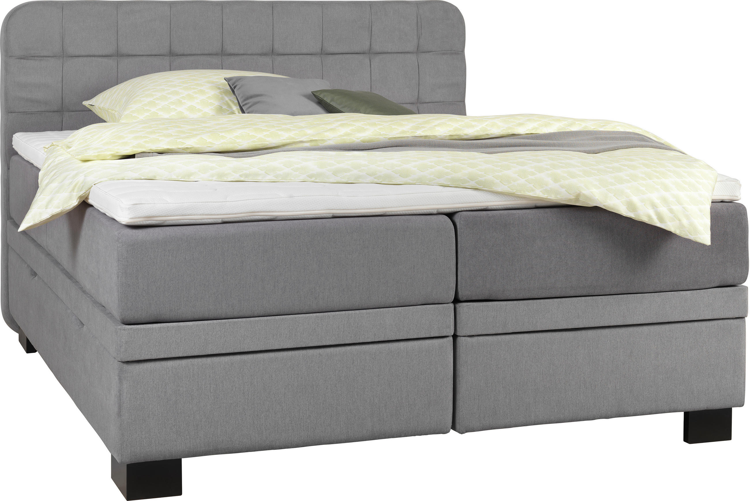 BOXSPRINGBETT 180/200 cm  Hellgrau  - Hellgrau/Schwarz, Konventionell, Holz/Textil (180/200cm) - Elegando