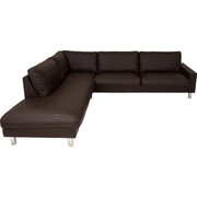 WOHNLANDSCHAFT in Leder Dunkelbraun - Chromfarben/Dunkelbraun, Design, Leder/Metall (249/280cm) - Erpo