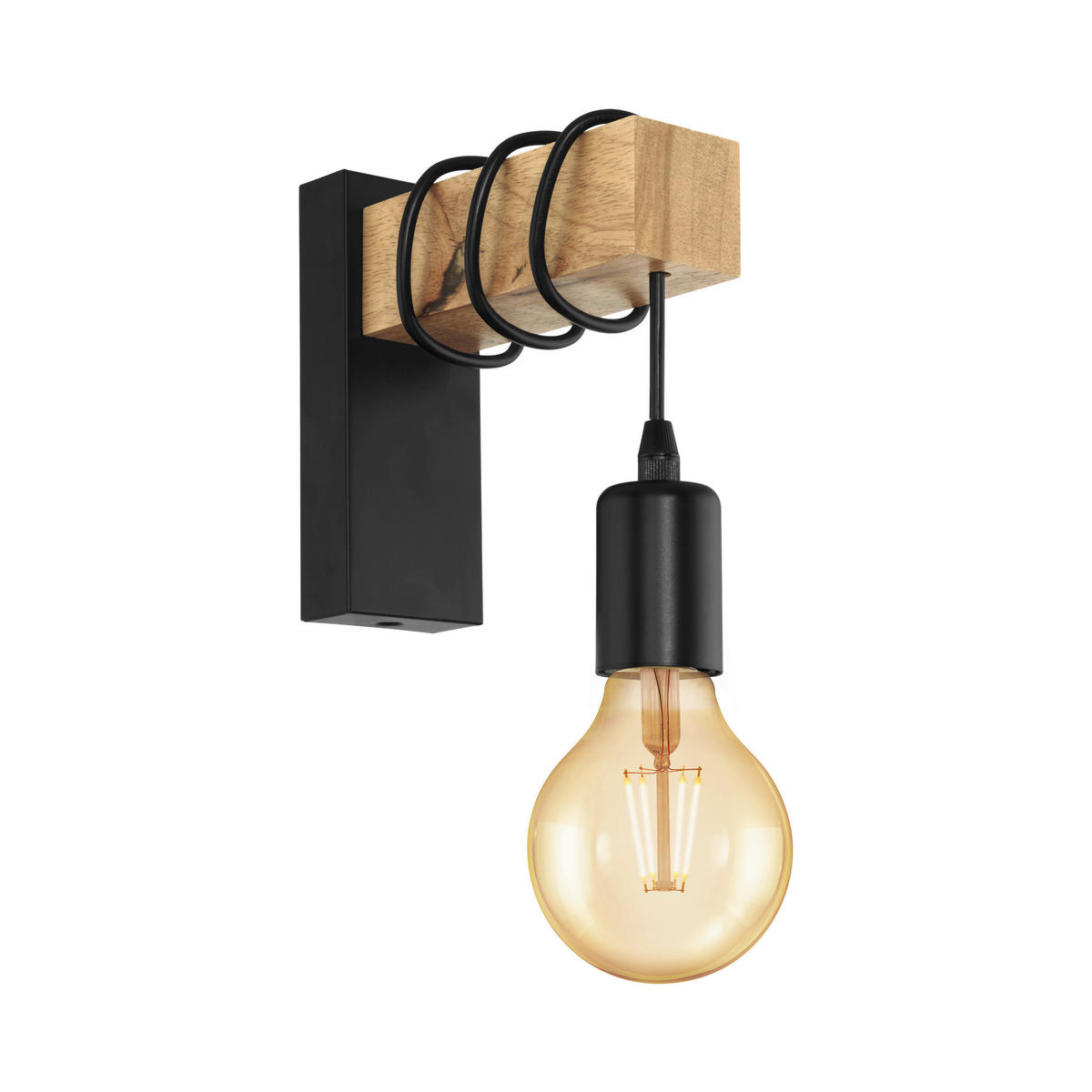 NÁSTĚNNÉ SVÍTIDLO, 6,5/21,5 cm  - černá/hnědá, Trend, kov/dřevo (6,5/21,5cm)