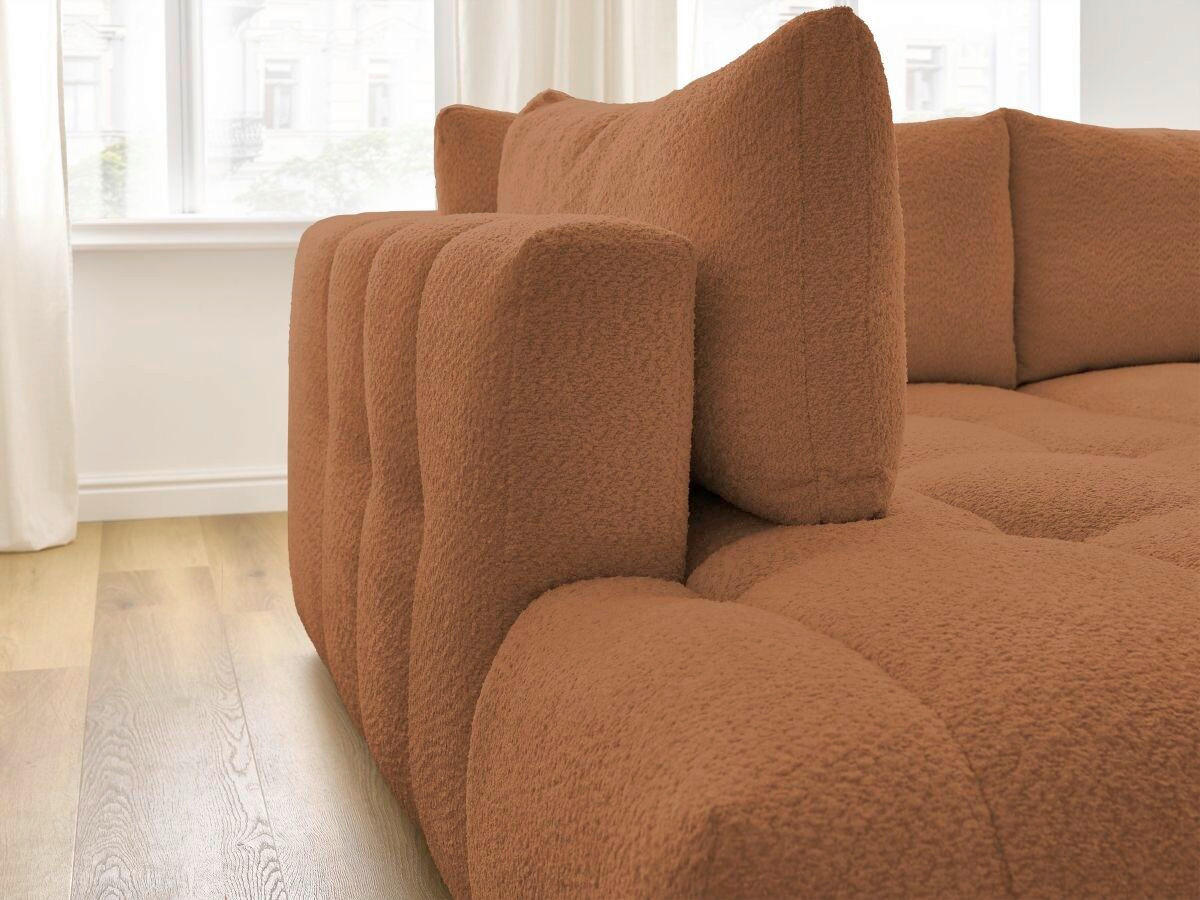 ECKSCHLAFSOFA EVEREST Bouclé Orange  inkl. Rückenkissen, Schlaffunktion  - Schwarz/Orange, MODERN, Kunststoff/Textil (204/282cm)