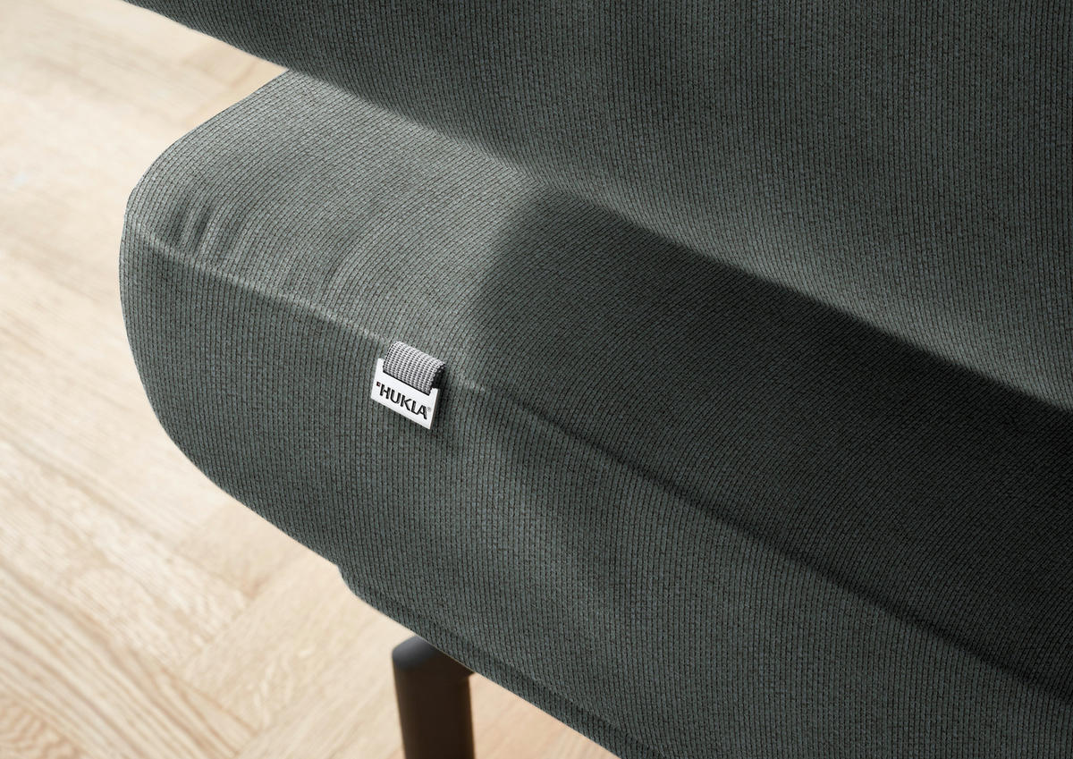ECKSOFA in Chenille Graugrün  224/305 cm  - Schwarz/Graugrün, Design, Textil/Metall (224/305cm) - Dieter Knoll