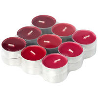 SADA ČAJOVÝCH SVÍČEK červené bobule  - bordeaux/světle červená, Basics, kov/parafín (11,4/2,9cm) - Ambia Home