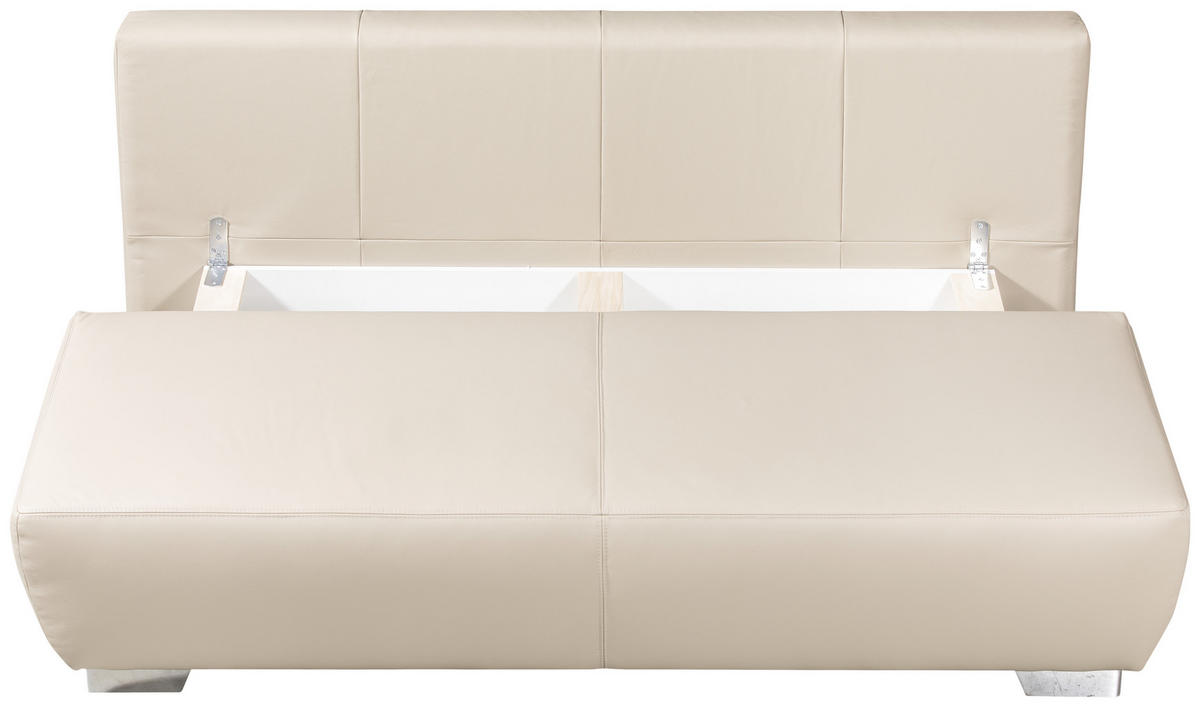 SCHLAFSOFA Beige Echtleder  - Chromfarben/Beige, KONVENTIONELL, Leder/Metall (195/85/90cm) - Livetastic