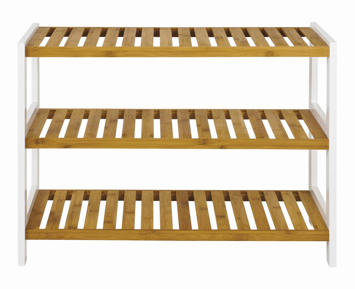 REGÁL, prírodná farba, biela, bambus, 70/54/26 cm - biela/prírodná farba, Design, drevo/kompozitné drevo (70/54/26cm)
